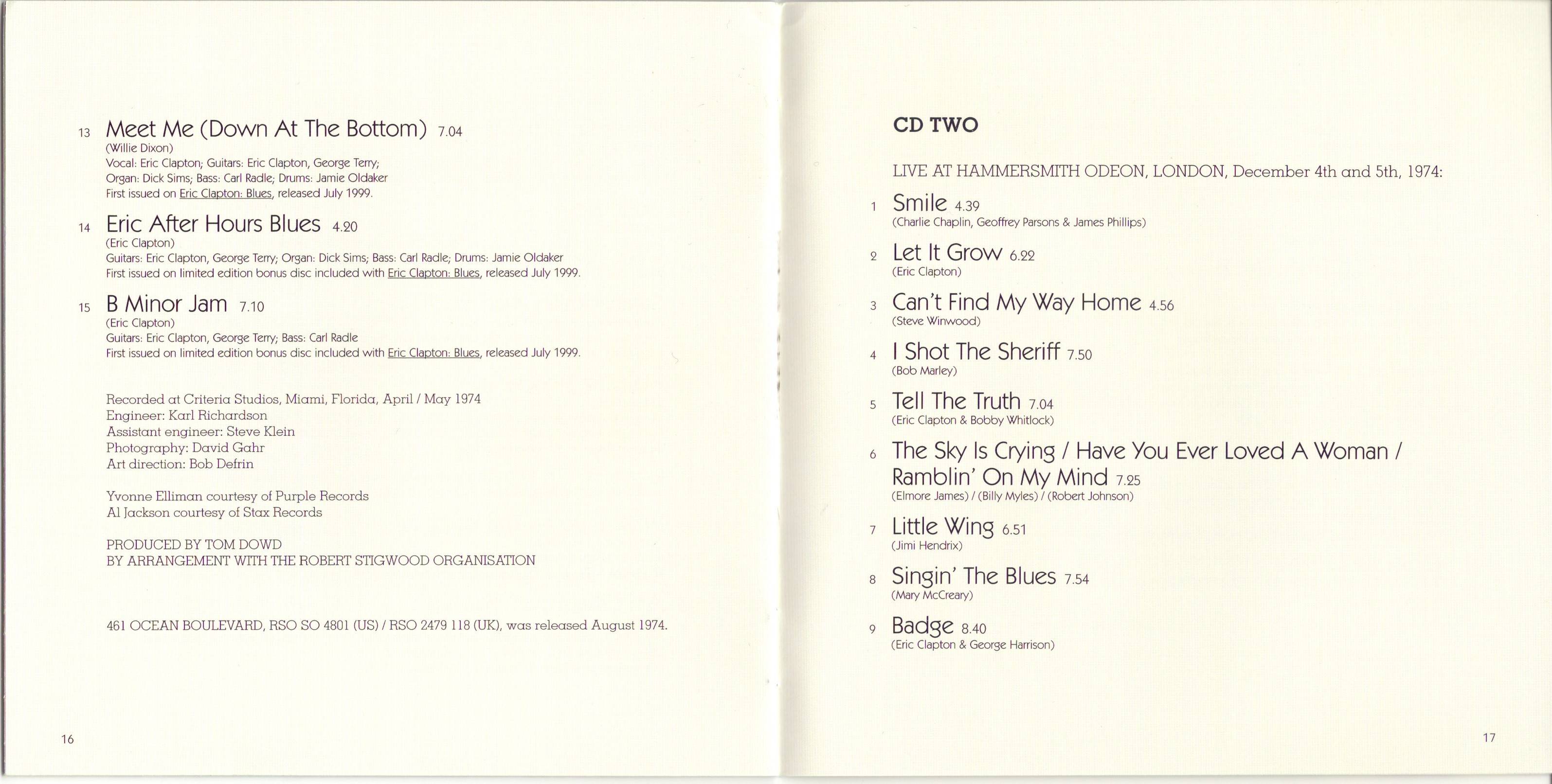 Eric Clapton 461 Ocean Boulevard Limited Edition : Booklet11 JPN